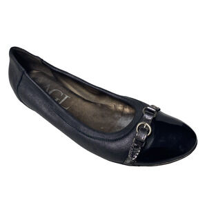 Attilio Giusti Leombruni Monika Ballet Flat Black Leather Patent Cap Toe 43 13